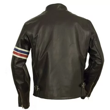 Vertical Striped Leather Jacket for Men