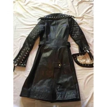 Belted and Studded Vintage Coat Womens