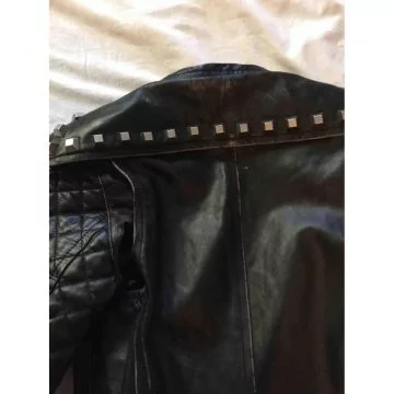 vintage belted leather coat women