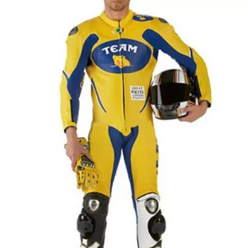 gelbe motogp lederkombi