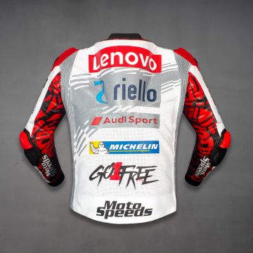 Veste de moto en cuir blanc Francesco Bagnaia WT 2024