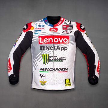 Veste de moto en cuir blanc Francesco Bagnaia WT 2024
