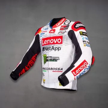 White Leather Moto Jacket Francesco Bagnaia WT 2024 left view