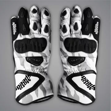 White Alvaro Bautista Ducati WSBK gloves, top of the hand