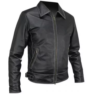 White Stitches Matte Leather Jacket for Men - Jackets | Shop
