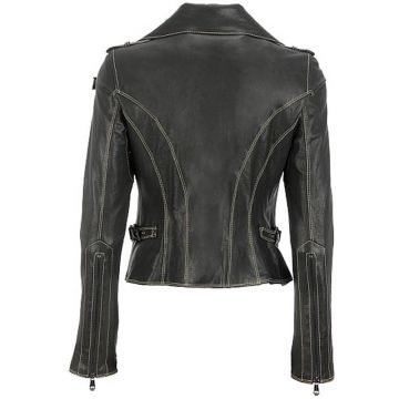 Flügel Kragen Bikerjacke Damen Leder
