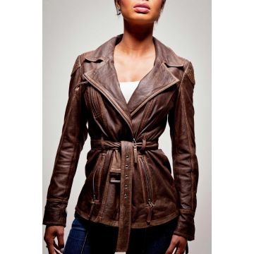 Leather Military Jacket Women