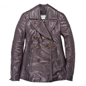 Leder-Peacoat für Damen