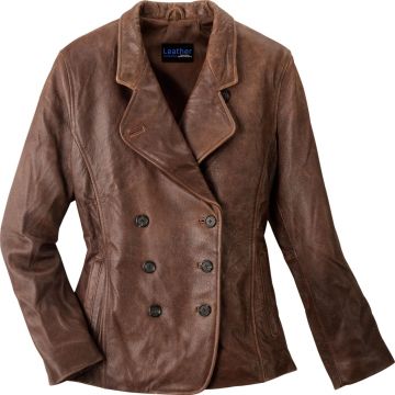 Leder Peacoat für Damen Braun