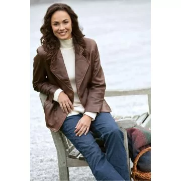 distressed cowhide peacoat womens