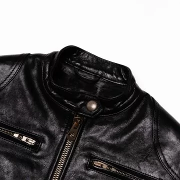 women's biker style leather jacket black