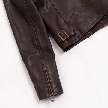Giacca Cafe Racer da Donna Marrone fibbia in vita