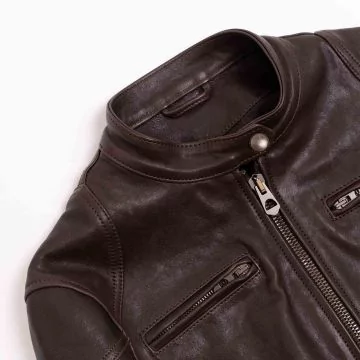 Giacca Cafe Racer da Donna Marrone collare