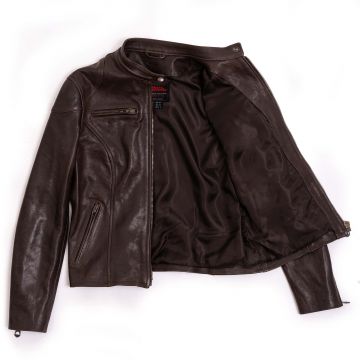 brown racer leather jacket