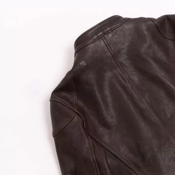 Giacca Cafe Racer da Donna Marrone spalla