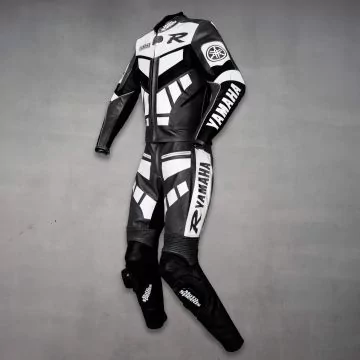 Yamaha R Racing Leather Suit Gun Metal left view