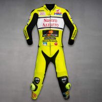 Valentino Rossi Nastro Azzurro Honda MotoGP Leathers front view