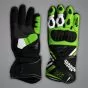 Alex Lowes Black and Green Motorcycle Gloves 2024 upper and lower view