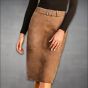 Belted Knee Length Suede Pencil Skirt front view