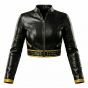 Birds of Prey Canary Leather Jacket front view