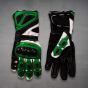 Bravo Green Motorcycle Race Gloves upper and lower view