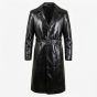 Blade Black Leather Trench Coat front view