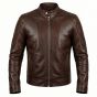 Iron Man Tony Stark Brown Leather Jacket front view
