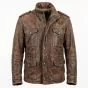 Rambo Distressed Brown Leather Jacket front view