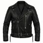 Terminator 2 Black Biker Leather Jacket front view