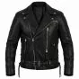 Terminator 2 Black Biker Leather Jacket front view
