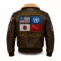 Top Gun Maverick G-1 Brown Leather Bomber Jacket back view