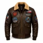 Top Gun Maverick G-1 Brown Leather Bomber Jacket front view