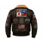 Top Gun Naval Pilot Patches Leather Jacket back view