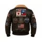 Top Gun Naval Pilot Patches Leather Jacket back view