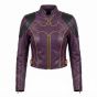 Batgirl Purple Leather Jacket front view