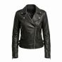 Black Widow Black Leather Jacket front view