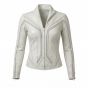 Black Widow White Leather Jacket front view