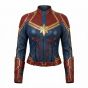 Captain Marvel Blue & Red Leather Jacket front view