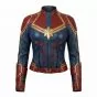 Captain Marvel Blue & Red Leather Jacket front view
