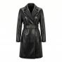 Catwoman Black Leather Coat front view