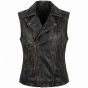 Furiosa Black Distressed Leather Vest front view