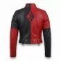 Harley Quinn Red and Black Leather Jacket back view