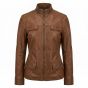 Hunger Games Katniss Brown Leather Jacket front view