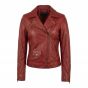 La La Land Mia Maroon Leather Jacket front view