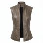 Rey Star Wars Brown Leather Vest front view