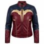 Wonder Woman Diana Red & Blue Leather Jacket front view