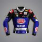 Jonathan Rea Black and Blue Motorcycle Jacket Yamaha WSBK 2024 front view