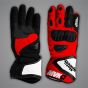 Maverick Vinales Black Red Motorcycle Gloves MotoGP 2024 front and back view