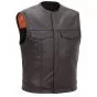 Biker skinnvest med skjult lukkning foran