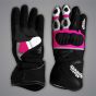 Pink and Black Motorcycle Gloves Alex Lowes SBK 2023 Front and Palm View